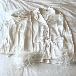 Nadine Merabi Darcie White Pajama Set, S/M